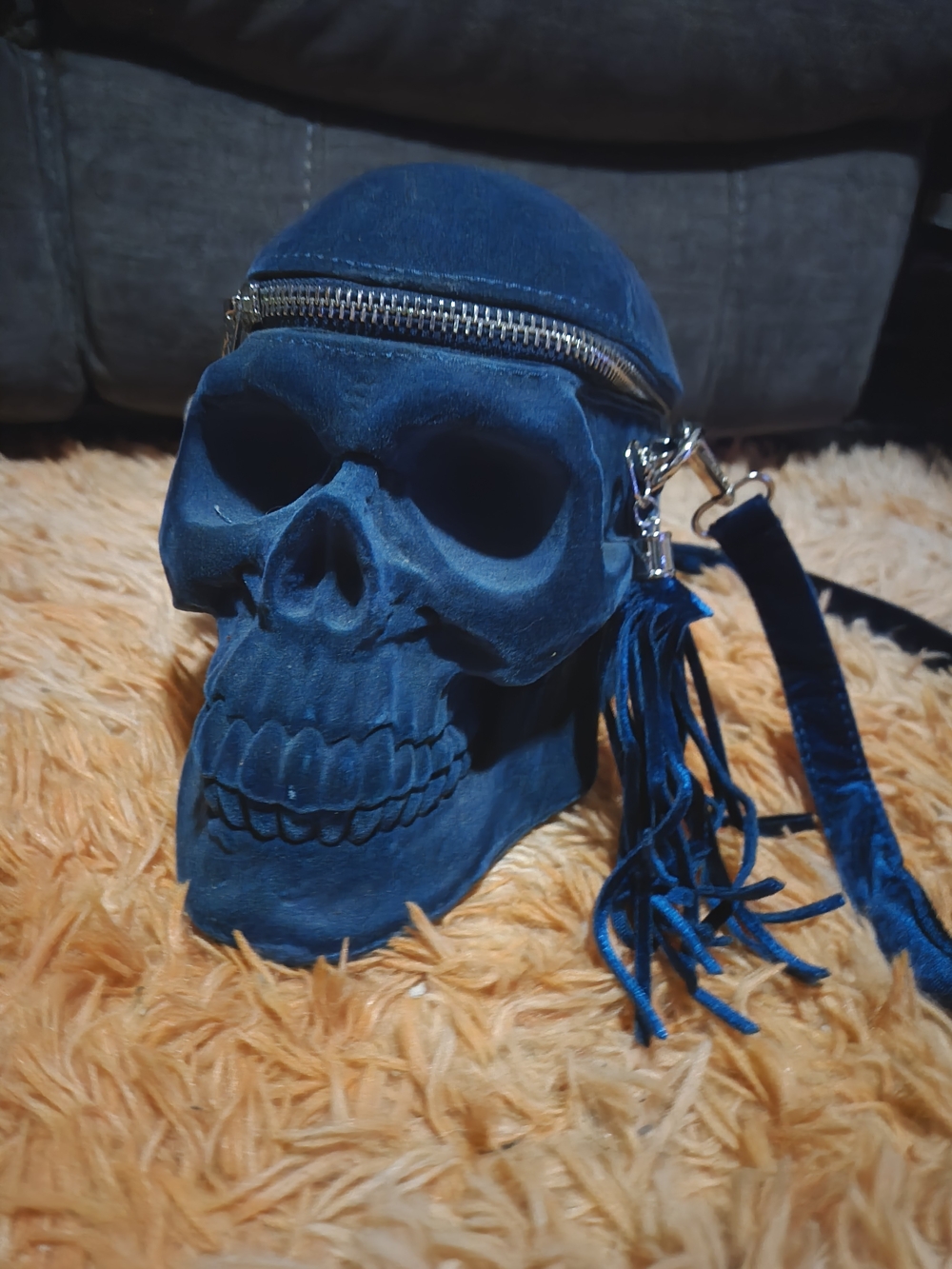 Blue Velvet Skull Crossbody Bag KILLSTAR